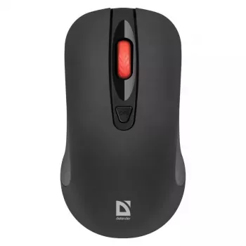 Bezprzewodowa mysz optyczna cicha RF DEFENDER Nexus MS-195 — 1600 DPI, 2.4 GHz, Nano USB, symetryczna, 2×AAA, czarna