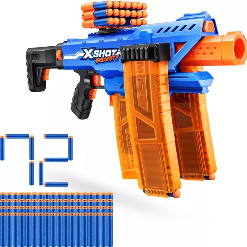 Wyrzutnia-zabawka Zuru XSHOT Insanity Clip Mania z 72 piankowymi lotkami