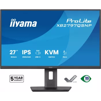 Monitor komputerowy IIYAMA ProLite XB2797QSNP-B1 27 cali (68,6 cm) 2560×1440 QHD LED, 16:9, matowy, głośniki, hub USB 3.2, regulacja wysokości, VESA