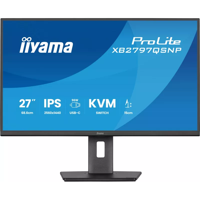 Monitor komputerowy IIYAMA ProLite XB2797QSNP-B1 27 cali (68,6 cm) 2560×1440 QHD LED, 16:9, matowy, głośniki, hub USB 3.2, regulacja wysokości, VESA