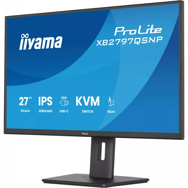 Monitor komputerowy IIYAMA ProLite XB2797QSNP-B1 27 cali (68,6 cm) 2560×1440 QHD LED, 16:9, matowy, głośniki, hub USB 3.2, regulacja wysokości, VESA