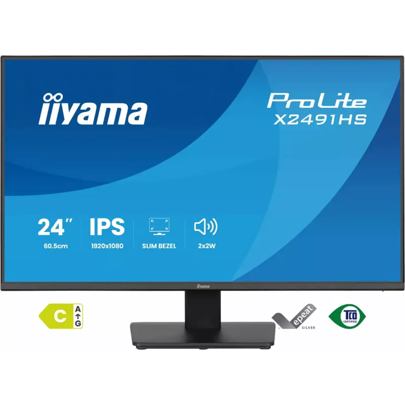 Monitor IIYAMA ProLite X2491HS-B1 23,8 cala (60,5 cm) Full HD IPS LCD, 1920×1080, kąty widzenia 178°, matowy, wbudowane głośniki, VESA, czarny