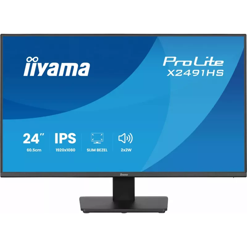Monitor IIYAMA ProLite X2491HS-B1 23,8 cala (60,5 cm) Full HD IPS LCD, 1920×1080, kąty widzenia 178°, matowy, wbudowane głośniki, VESA, czarny