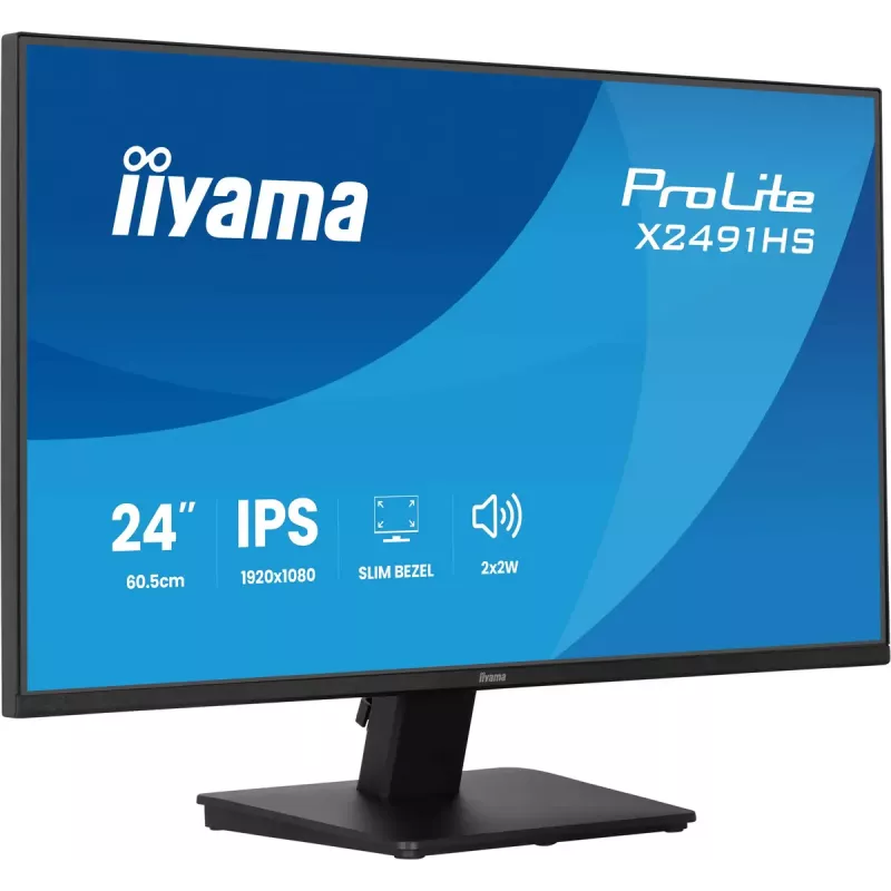 Monitor IIYAMA ProLite X2491HS-B1 23,8 cala (60,5 cm) Full HD IPS LCD, 1920×1080, kąty widzenia 178°, matowy, wbudowane głośniki, VESA, czarny