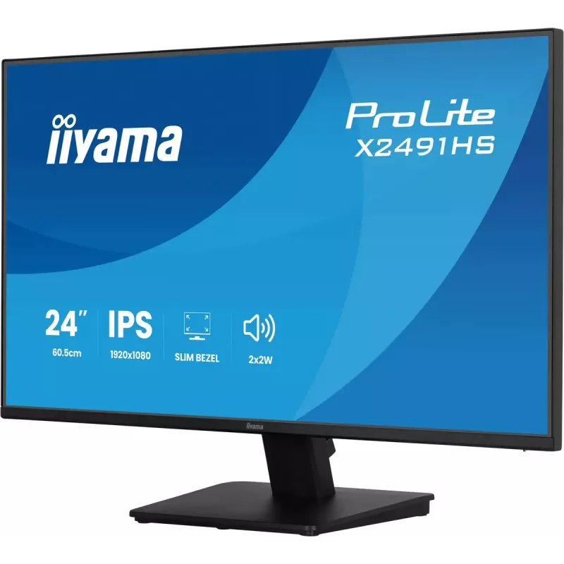 Monitor IIYAMA ProLite X2491HS-B1 23,8 cala (60,5 cm) Full HD IPS LCD, 1920×1080, kąty widzenia 178°, matowy, wbudowane głośniki, VESA, czarny