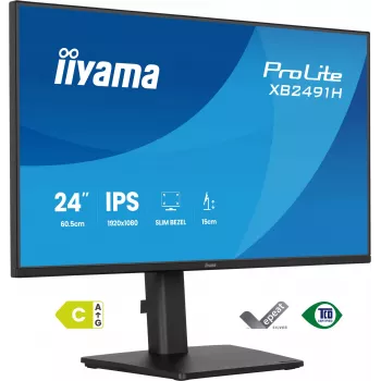 Monitor komputerowy IIYAMA ProLite XB2491H-B1 23,8 cala (60,5 cm) Full HD IPS LCD, 1920×1080, kąt widzenia 178°, VESA, regulacja wysokości, czarny