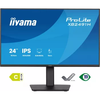 Monitor komputerowy IIYAMA ProLite XB2491H-B1 23,8 cala (60,5 cm) Full HD IPS LCD, 1920×1080, kąt widzenia 178°, VESA, regulacja wysokości, czarny