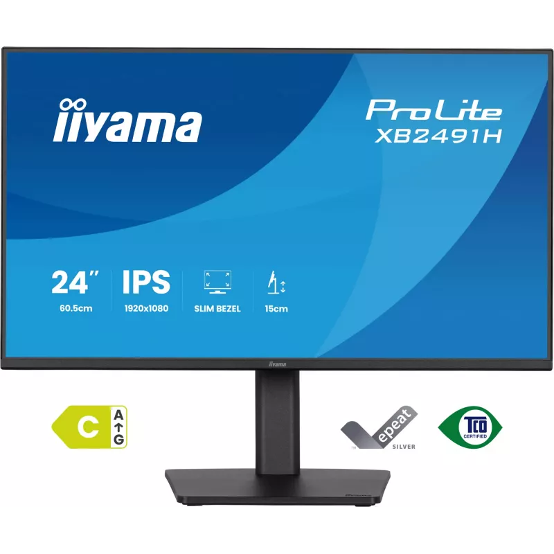 Monitor komputerowy IIYAMA ProLite XB2491H-B1 23,8 cala (60,5 cm) Full HD IPS LCD, 1920×1080, kąt widzenia 178°, VESA, regulacja wysokości, czarny