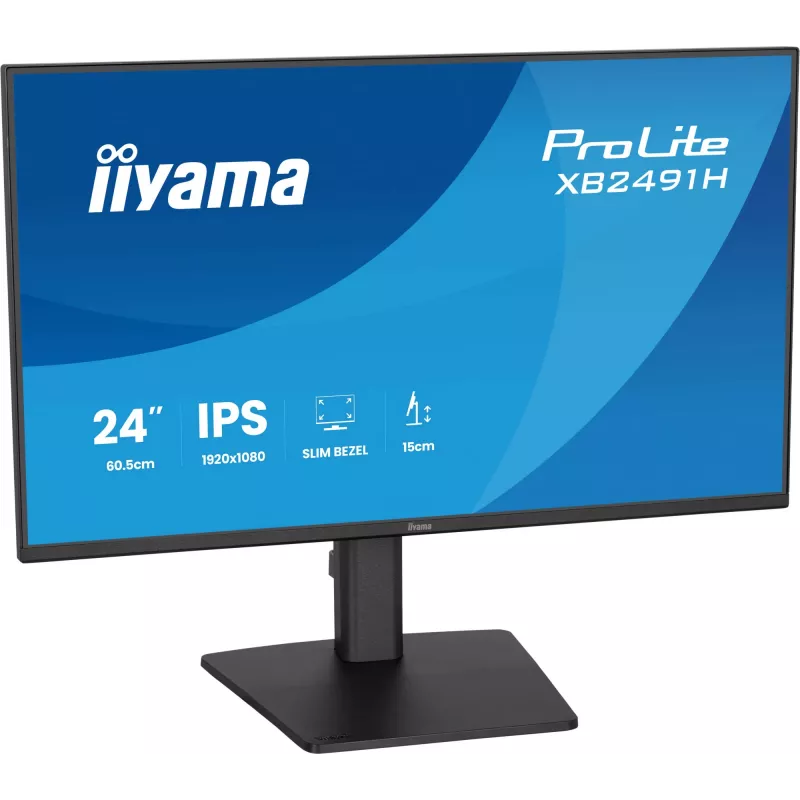 Monitor komputerowy IIYAMA ProLite XB2491H-B1 23,8 cala (60,5 cm) Full HD IPS LCD, 1920×1080, kąt widzenia 178°, VESA, regulacja wysokości, czarny