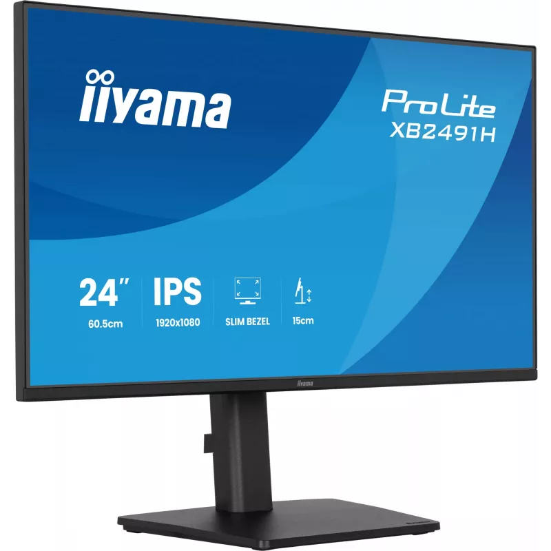 Monitor komputerowy IIYAMA ProLite XB2491H-B1 23,8 cala (60,5 cm) Full HD IPS LCD, 1920×1080, kąt widzenia 178°, VESA, regulacja wysokości, czarny