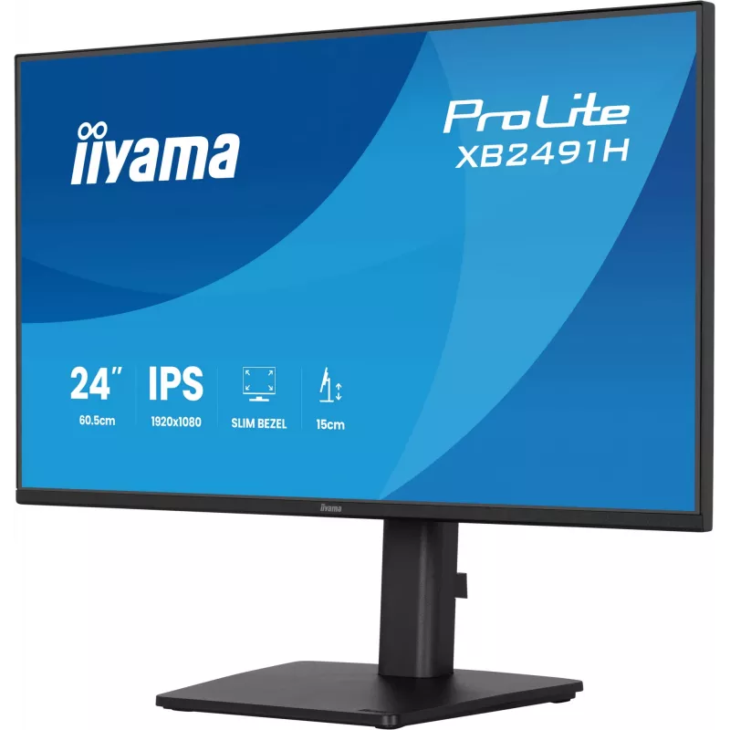 Monitor komputerowy IIYAMA ProLite XB2491H-B1 23,8 cala (60,5 cm) Full HD IPS LCD, 1920×1080, kąt widzenia 178°, VESA, regulacja wysokości, czarny
