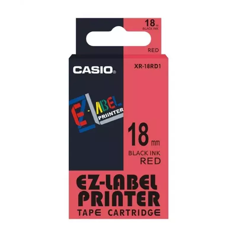Taśma do etykieciarki Casio XR-18RD1 czarny na czerwonym