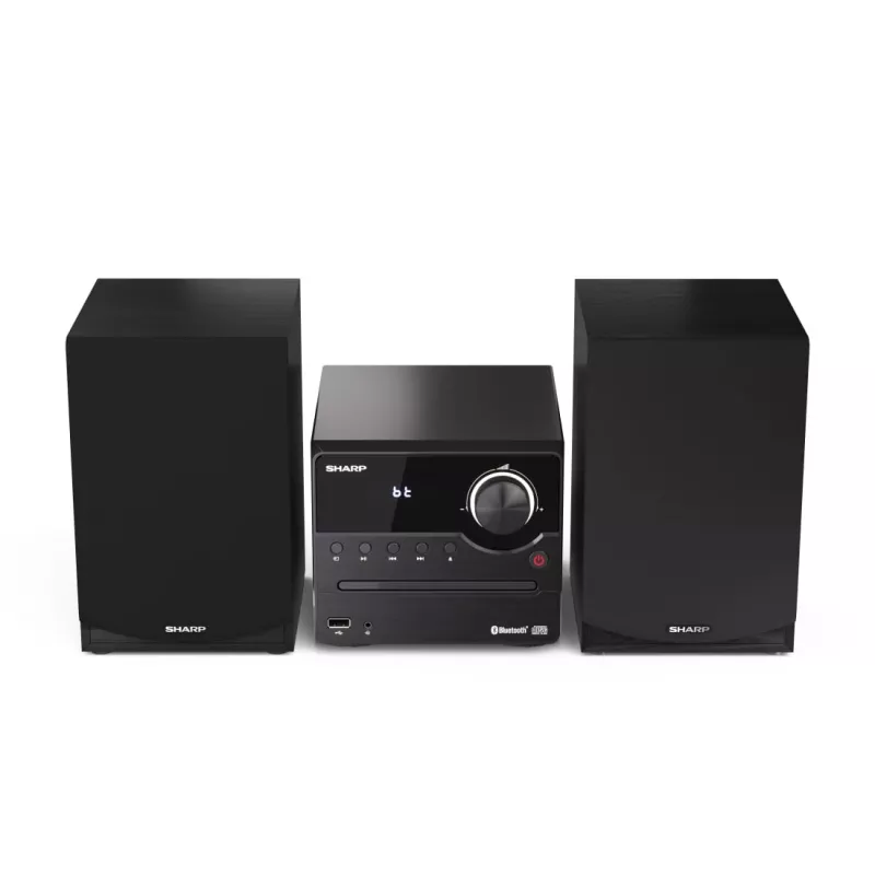 Domowy system mikro audio Sharp XL-B512(BK) — 45 W, pojedynczy odtwarzacz optyczny, radio FM, MP3, gniazda głośnikowe bananowe, czarny