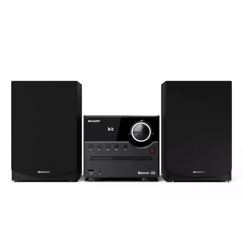 Domowy system mikro audio Sharp XL-B512(BK) — 45 W, pojedynczy odtwarzacz optyczny, radio FM, MP3, gniazda głośnikowe bananowe, czarny