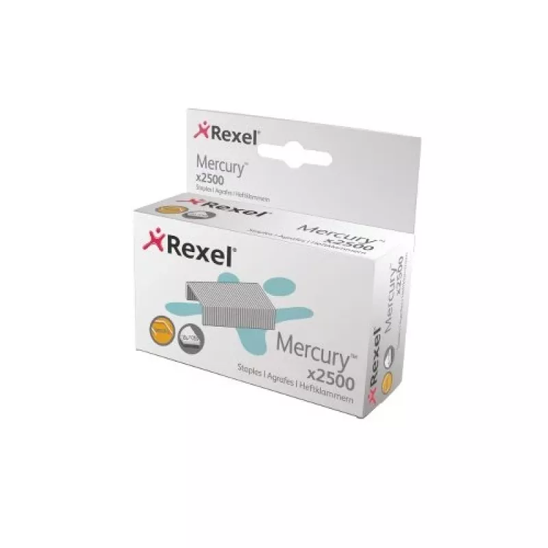 Rexel Mercury Heavy Duty Staples (2500), Opakowanie zszywek, 2500 zszywek, Stal, Srebrny, 120 arkuszy, 220 g
