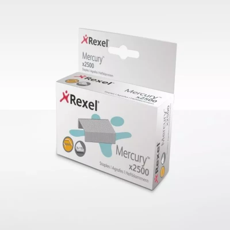 Rexel Mercury Heavy Duty Staples (2500), Opakowanie zszywek, 2500 zszywek, Stal, Srebrny, 120 arkuszy, 220 g