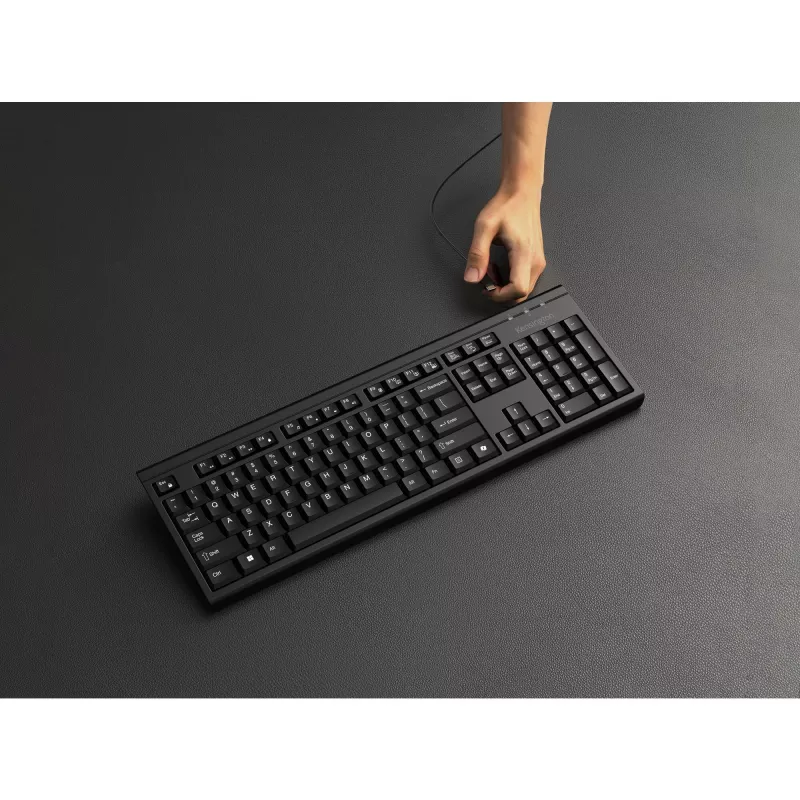 Zestaw biurkowy Kensington KM270 EQ z akumulatorkami – bezprzewodowy, bezprzewodowy, RF bezprzewodowy + Bluetooth, membranowy, QWERTZ, czarny, mysz w zestawie