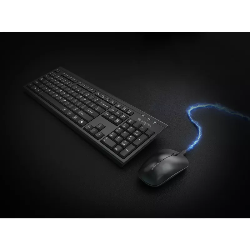Zestaw biurkowy Kensington KM270 EQ z akumulatorkami – bezprzewodowy, bezprzewodowy, RF bezprzewodowy + Bluetooth, membranowy, QWERTZ, czarny, mysz w zestawie