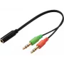 Sandberg Headset converter(mobile) PC, 2 x 3.5mm, Męski, 3.5mm, Żeński, Czarny