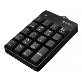 Sandberg USB Wired Numeric Keypad, USB, 19, Laptop/PC, 1,5 m, Czarny