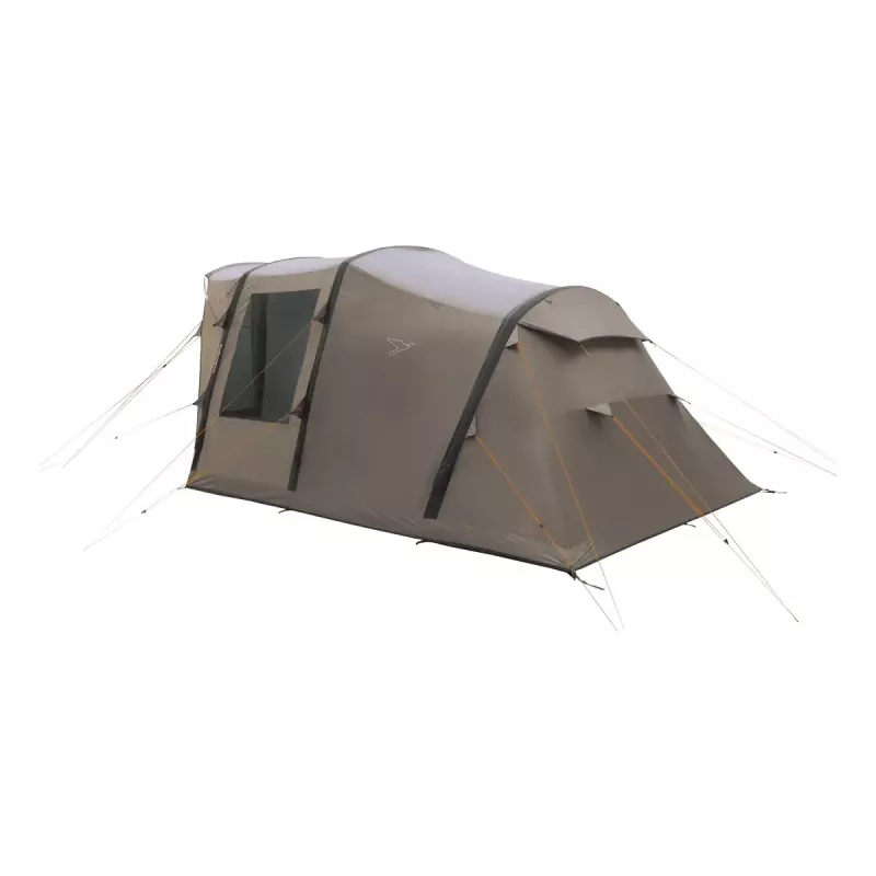Namiot tunelowy easy camp Senja 4 Air — 4-osobowy, sztywny stelaż, wodoszczelny tropik 3 m, 460×260×195 cm, brązowy