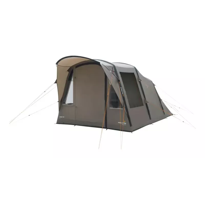 Namiot tunelowy easy camp Senja 4 Air — 4-osobowy, sztywny stelaż, wodoszczelny tropik 3 m, 460×260×195 cm, brązowy