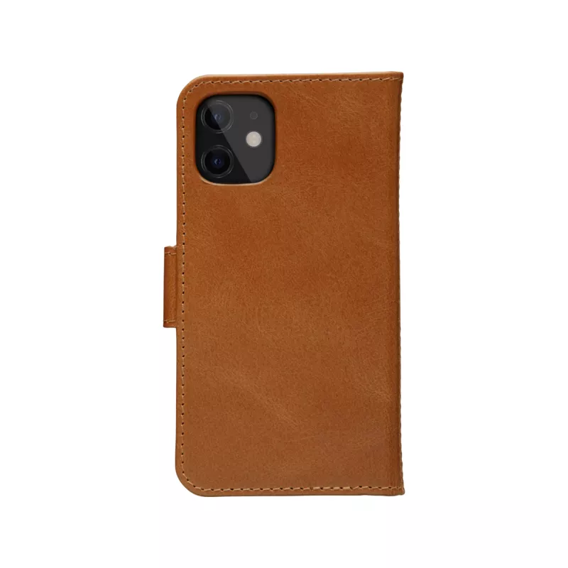 Etui portfelowe dbramante1928 Lynge do iPhone 12 mini (5.4 cala) — Tan, 3 kieszenie na karty, podstawka na biurko