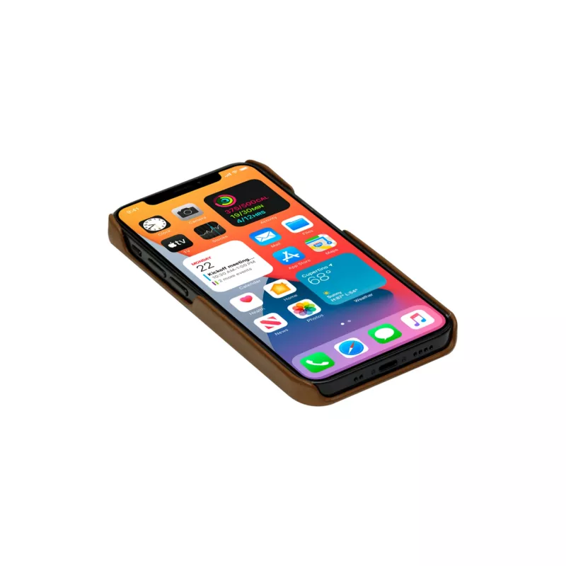 Etui portfelowe dbramante1928 Lynge do iPhone 12 mini (5.4 cala) — Tan, 3 kieszenie na karty, podstawka na biurko