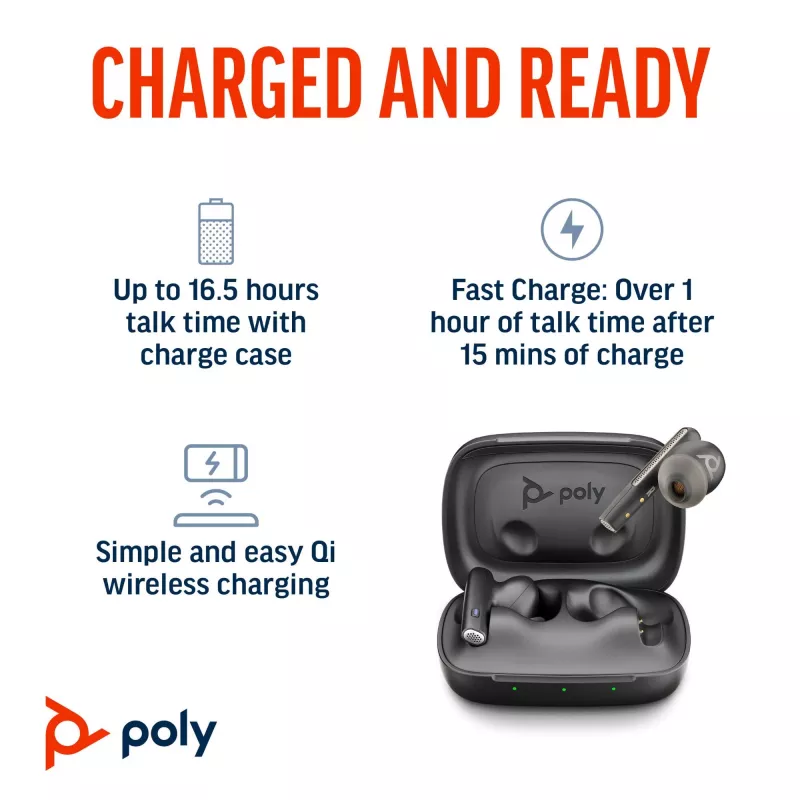 HP Poly Voyager Free 60 UC Carbon Czarny Earbuds +BT700 USB-C Adapter +Basic Charge Case