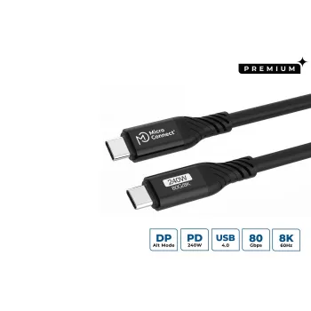 Microconnect USB4CC1-240W-80GBPS kabel USB USB4 Gen 3x2 1 m USB C Czarny