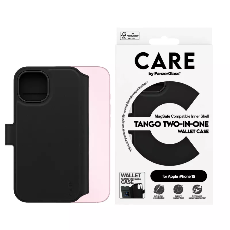 PanzerGlass CARE™ by ® Tango 2-w-1 etui-portfel z MagSafe iPhone 15