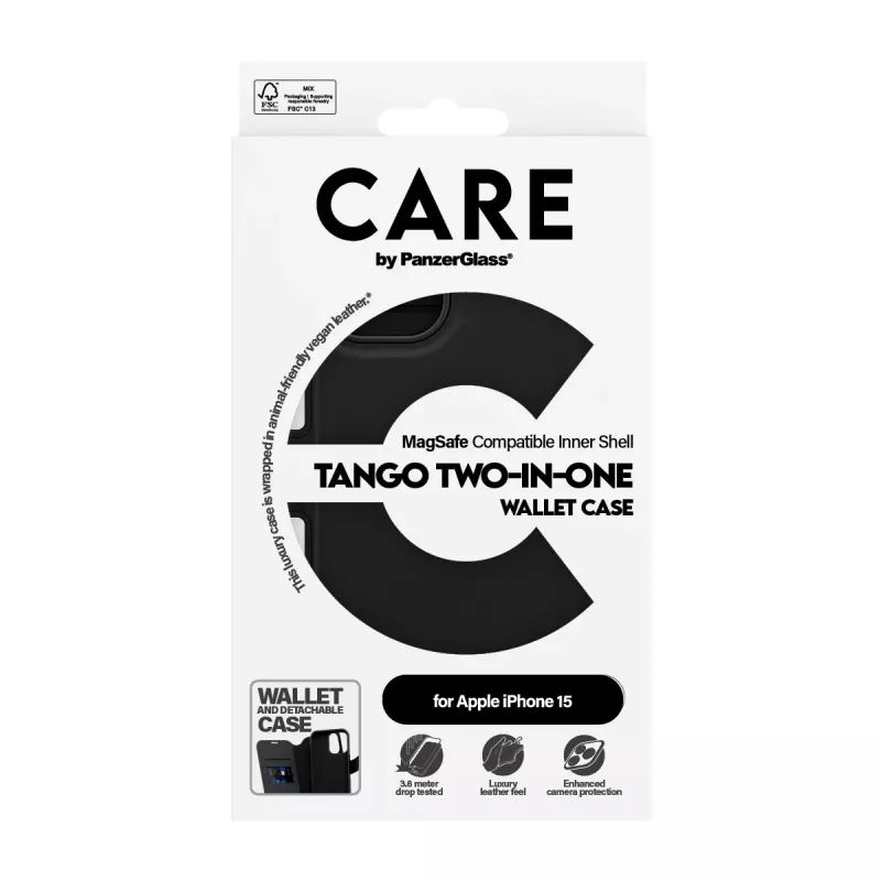 PanzerGlass CARE™ by ® Tango 2-w-1 etui-portfel z MagSafe iPhone 15