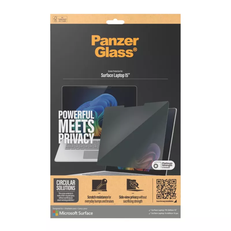 PanzerGlass ® Folia ochronna z ochroną prywatności Microsoft Surface Laptop 7th Edition 15'' | Ultra-Wide Fit