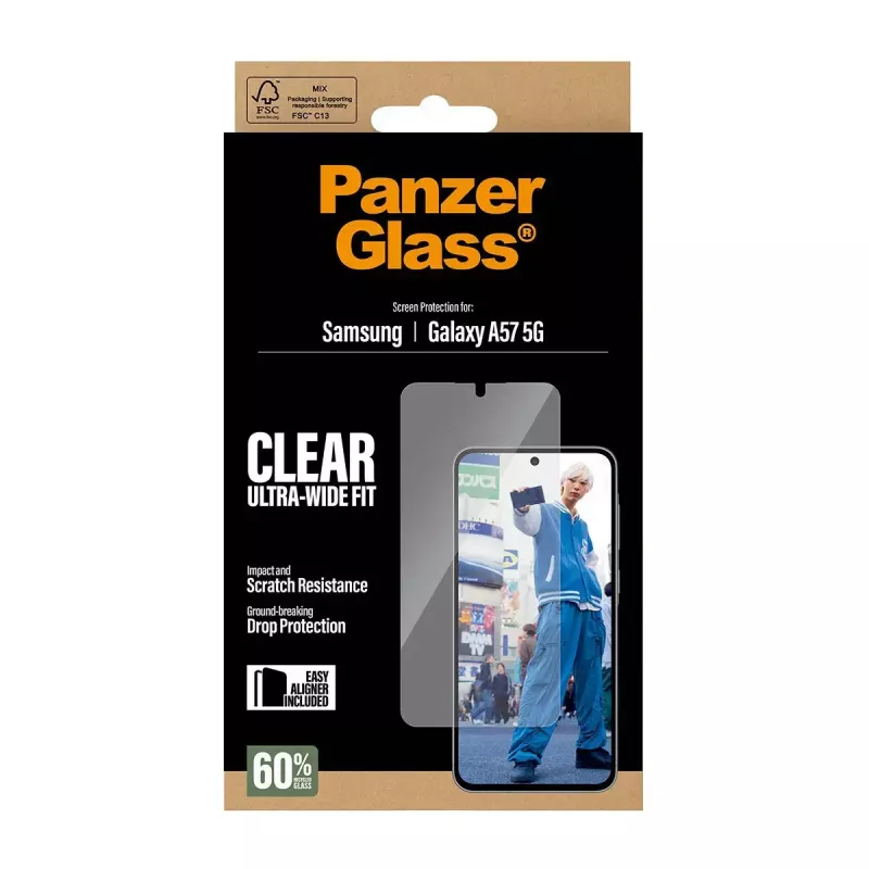 Ochrona ekranu PanzerGlass Ultra-Wide Fit do Samsung Galaxy A57 5G — Clear, odporna na zarysowania