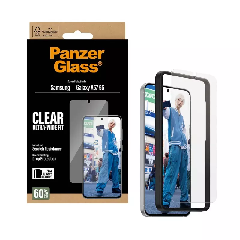 Ochrona ekranu PanzerGlass Ultra-Wide Fit do Samsung Galaxy A57 5G — Clear, odporna na zarysowania