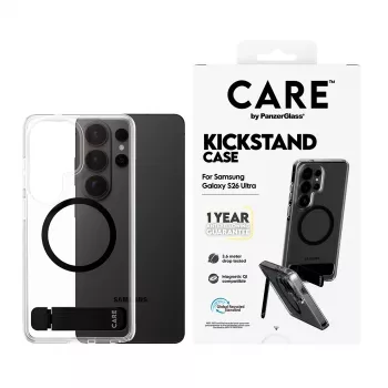 Etui PanzerGlass CARE™ Urban Explorer do Samsung Galaxy S26 Ultra — przezroczysta osłona z czarną podstawką i obsługą Qi