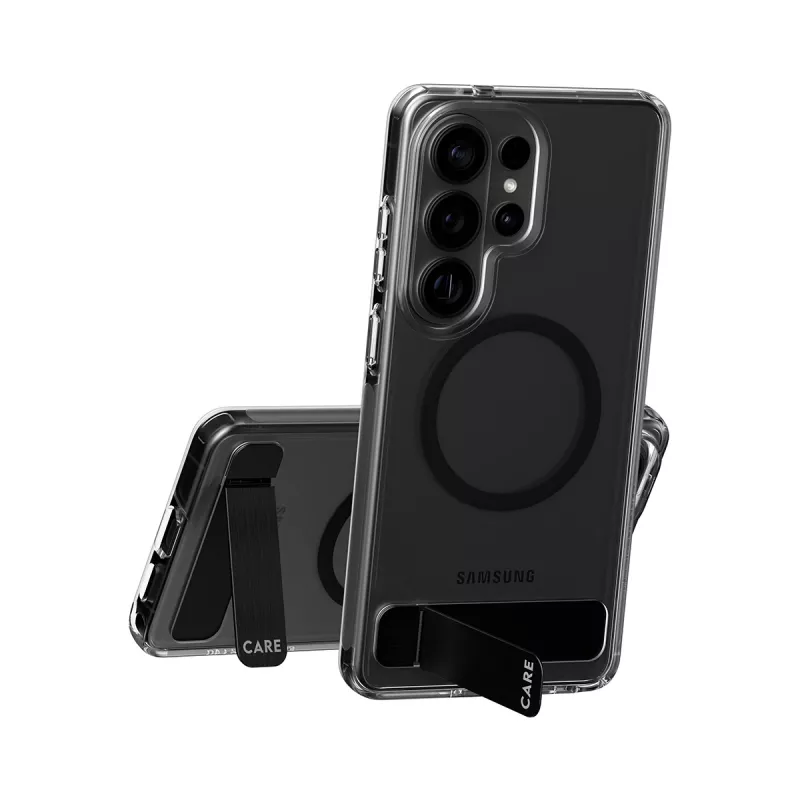 Etui PanzerGlass CARE™ Urban Explorer do Samsung Galaxy S26 Ultra — przezroczysta osłona z czarną podstawką i obsługą Qi