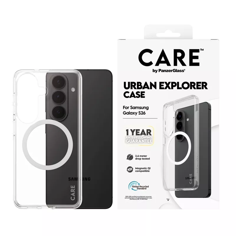 PanzerGlass CARE™ Urban Explorer etui do Samsung Galaxy S26 — Przezroczysta pokrywa z obsługą Qi