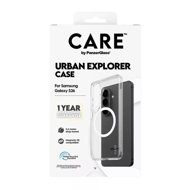 PanzerGlass CARE™ Urban Explorer etui do Samsung Galaxy S26 — Przezroczysta pokrywa z obsługą Qi