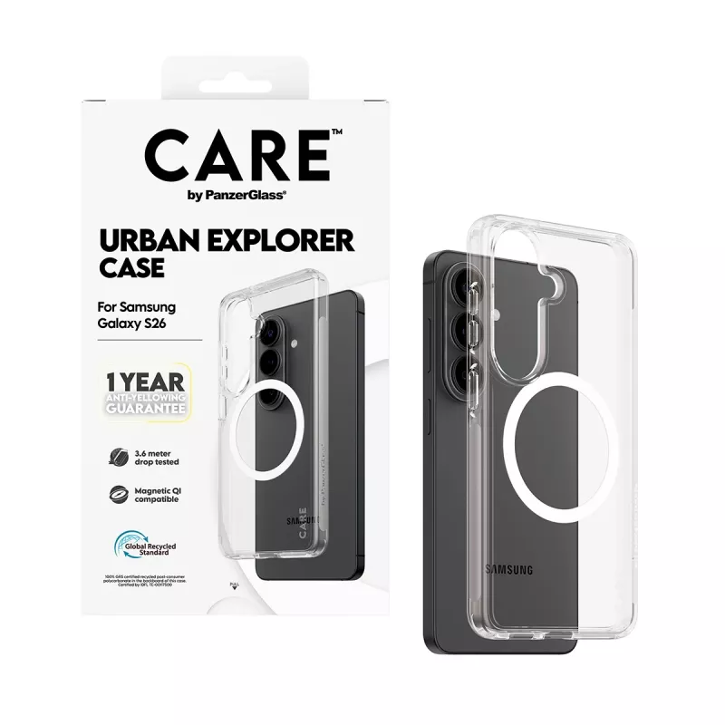 PanzerGlass CARE™ Urban Explorer etui do Samsung Galaxy S26 — Przezroczysta pokrywa z obsługą Qi