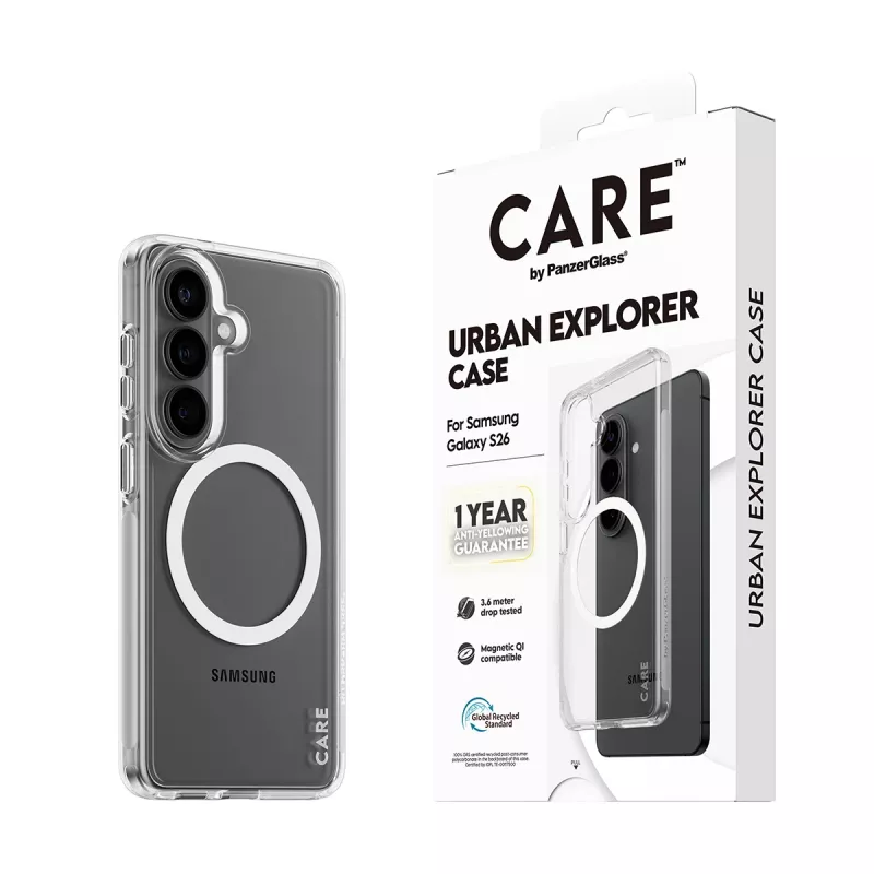 PanzerGlass CARE™ Urban Explorer etui do Samsung Galaxy S26 — Przezroczysta pokrywa z obsługą Qi