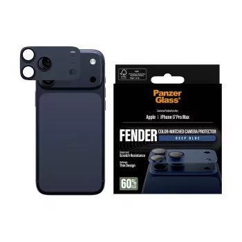 Osłona kamery PanzerGlass Fender Deep niebieski do iPhone 17 Pro Max, silikonowa, odporna na zarysowania i wstrząsy