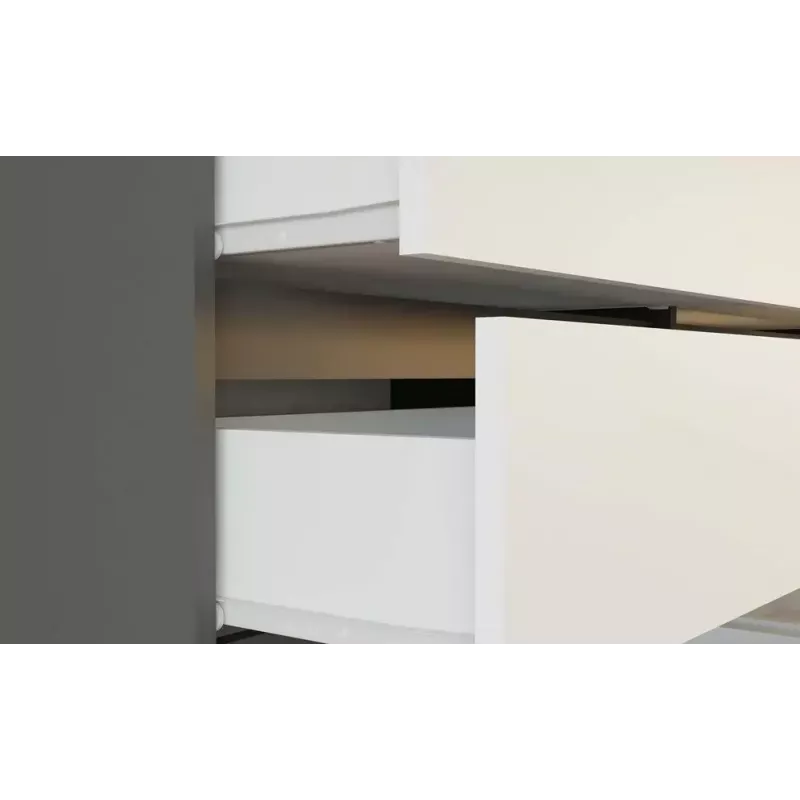 Komoda Top E Shop MALWA M6 120 cm, 6 szuflad, antracytowa rama, białe fronty