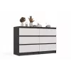 Komoda Top E Shop MALWA M6 120 cm, 6 szuflad, antracytowa rama, białe fronty