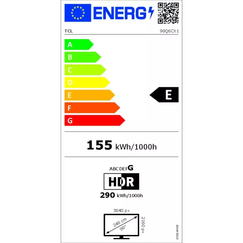 Telewizor TCL 98 cali Q6C 4K Ultra HD QD-Mini LED 3840×2160, Google TV, 2.1k, HDR10+