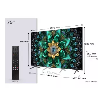 TCL Q6C 75Q6C TV 190.5 cm (75 cali) 4K Ultra HD Smart TV Wi-Fi Metaliczny