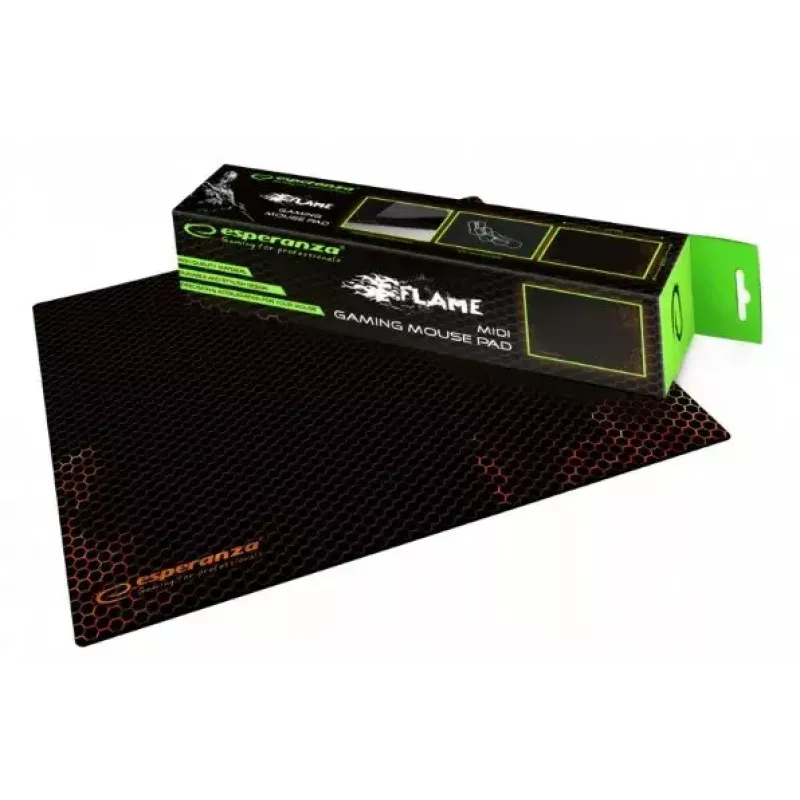 Podkładka pod mysz ESPERANZA EGP101R — gamingowa, poliester, rozmiar S 250×200×2 mm, antypoślizgowa podstawa, pomarańczowa wzorzysta powierzchnia