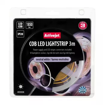 Uniwersalna taśma LED ActiveJet AJE-COB 3 m Neutralna biel 1850 lm 19 W IP20