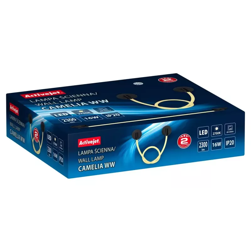 Lampa ścienna LED ActiveJet AJE-CAMELIA WW, czarna, 16 W, 2300 lm, 2700 K, 1580×120×65 mm