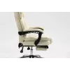 Fotel obrotowy ActiveJet YK7416 — ergonomiczny fotel obrotowy, ekoskóra w kolorze beżowym, metalowa rama, wyściełane oparcie, podnóżek